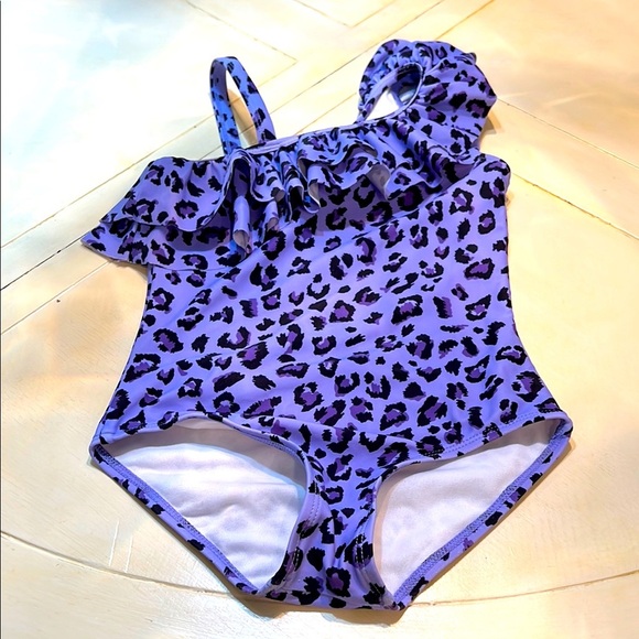 Purple Leopard Print One-Shoulder Swimsuit by Kami size 5 - Picture 1 of 4
